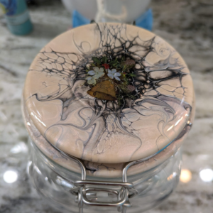 Flowery Bell with Marble Background Jar