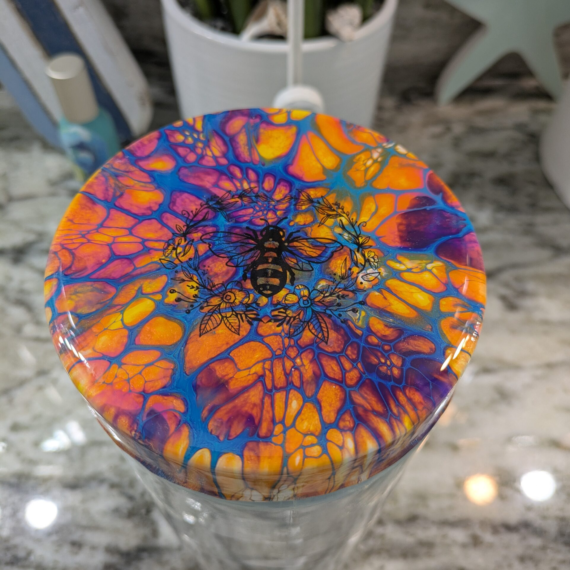 Handcrafted Mosaic Bee Jar Lid